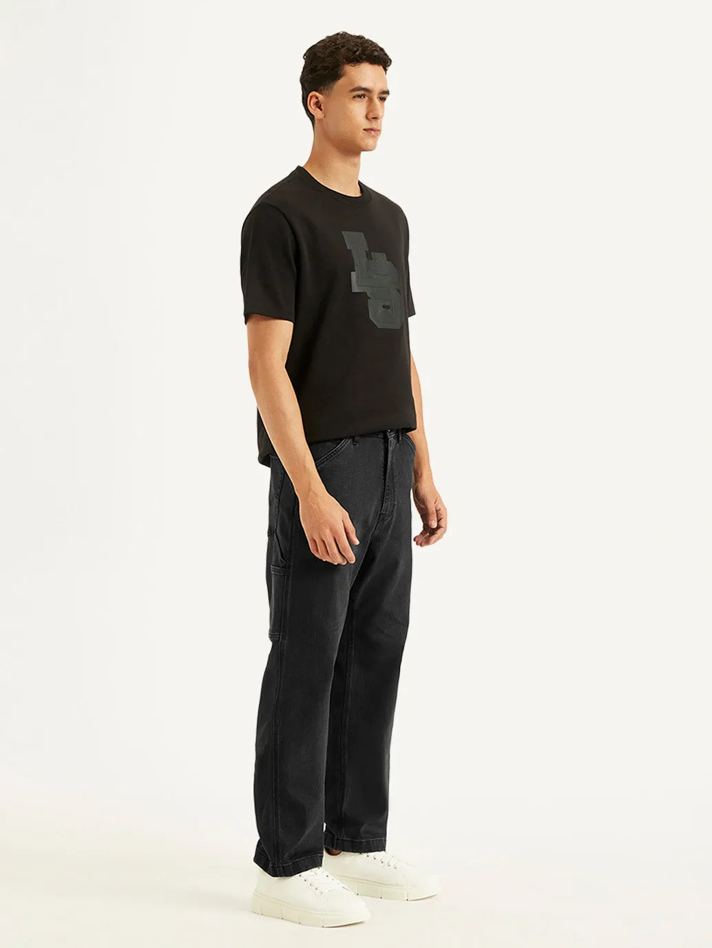 Men's 568 Black Loose Fit Mid Rise Jeans