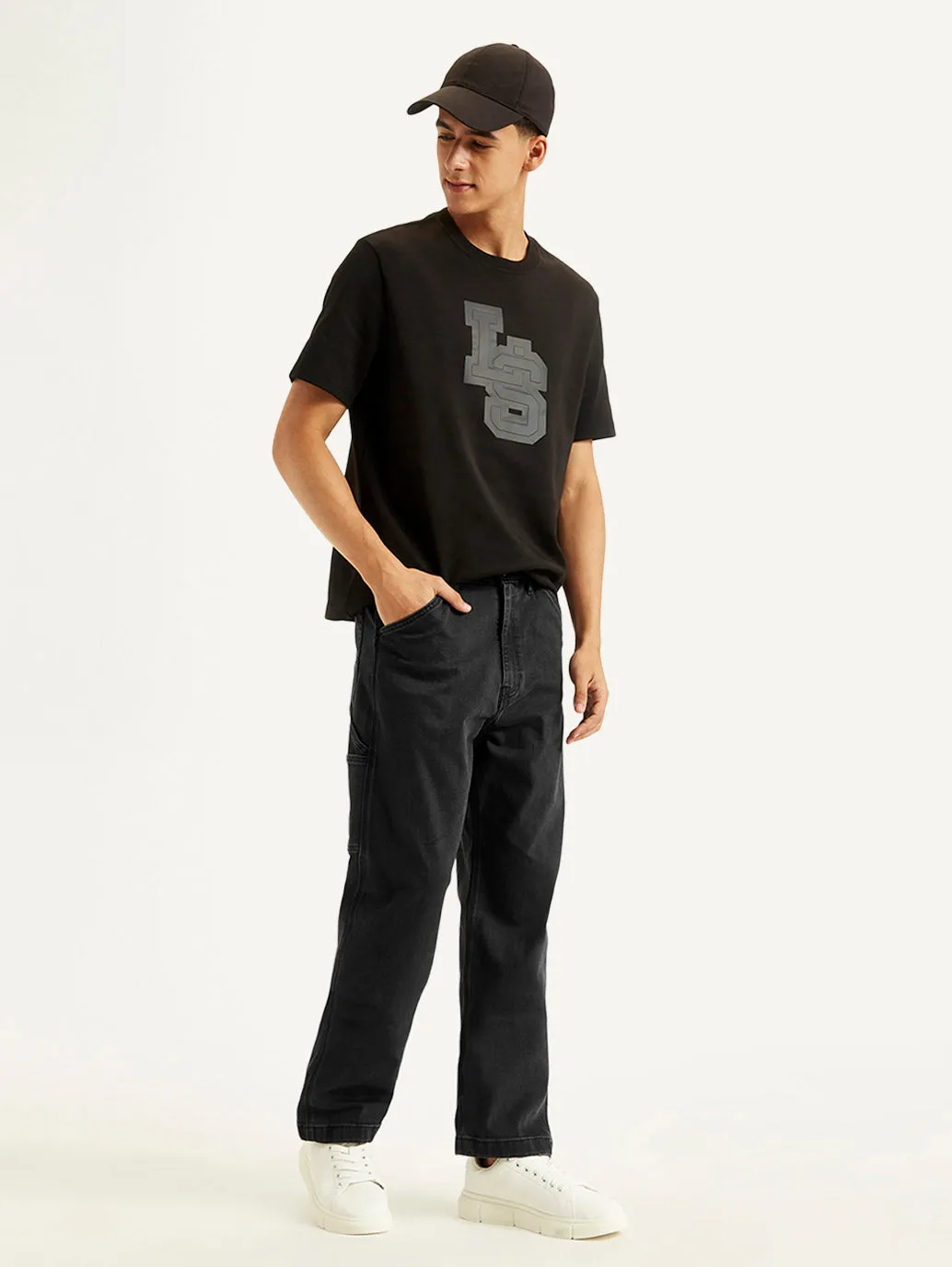 Men's 568 Black Loose Fit Mid Rise Jeans
