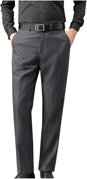 Mens Dress Pants Regular Fit Stretch Straight Leg Pants Slim Fit Quick Dry Work Casual Soft Cozy Work Business Pants