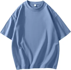 Men's Oversized T-Shirts Cotton Unisex Crew Neck Heavyweight Loose Fit Short Sleeve Shirt Classic Soft Tees