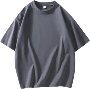 Men's Oversized T-Shirts Cotton Unisex Crew Neck Heavyweight Loose Fit Short Sleeve Shirt Classic Soft Tees