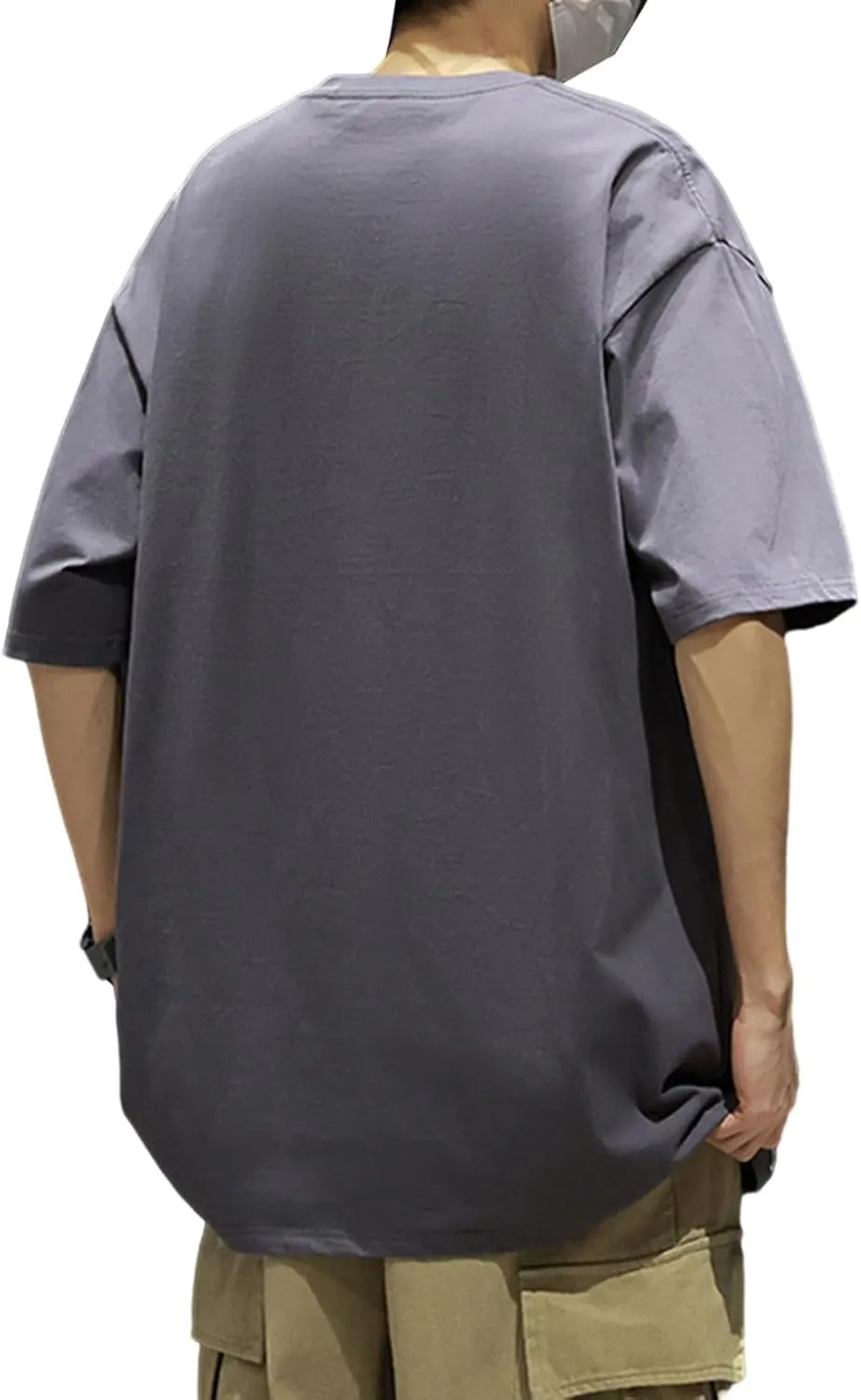 Men's Oversized T-Shirts Cotton Unisex Crew Neck Heavyweight Loose Fit Short Sleeve Shirt Classic Soft Tees