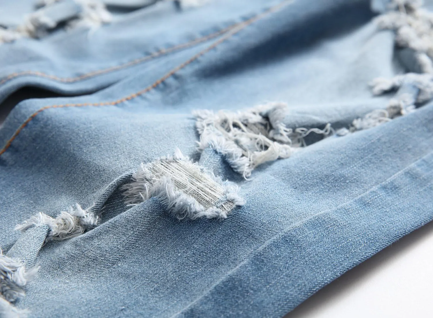 Men's Ripped Skinny Stretch Distressed Destroyed Slim Jeans Denim Pants