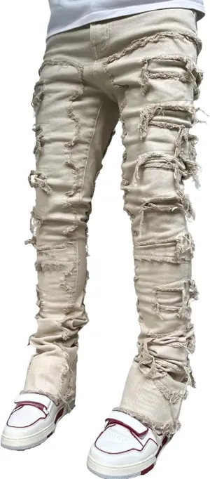 Men's Slim Fit Stretch Ripped Jeans Straight Leg Skinny Biker Jeans Fashion Vintage Distressed Hip Hop Denim Pants