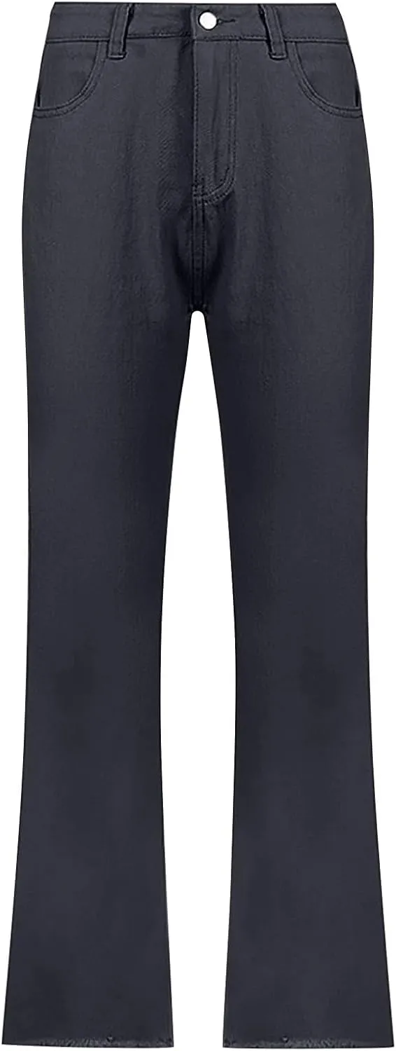Miyaomn Women's Trendy Wide Leg Jeans Stretchy High Waisted Slim Fit Straight Leg Denim Pants Cotton Work Jeans with Pockets