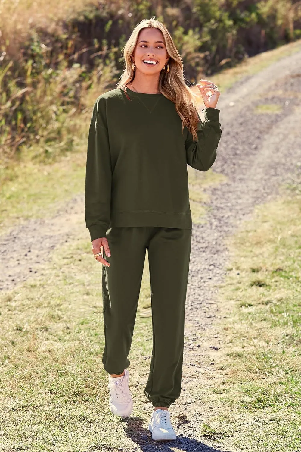 PRETTYGARDEN Women's Tie Dye Two Piece Pajamas Set Casual Long Sleeve Sweatshirt with Long Pants Loungewear