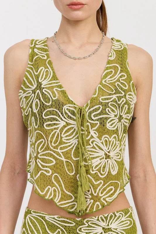 PRINTED SLEEVELESS KNIT VEST