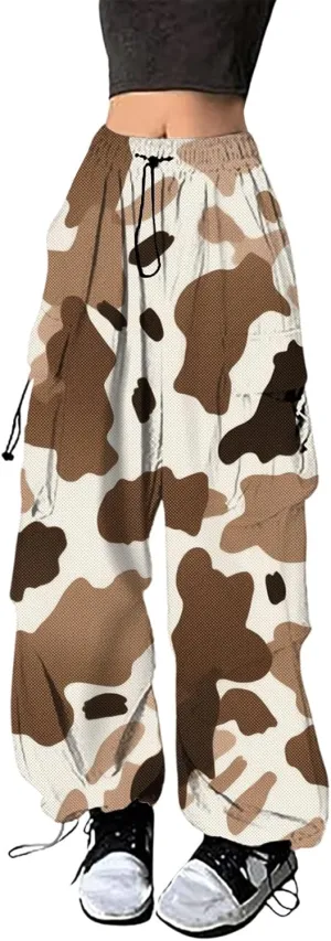 Straight Leg Pants Winter Bright Beach Palazzo with Pockets Barrel Pants Elastic Waist