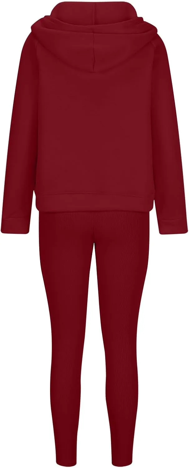 Sweatsuit Set for Women 3 Piece Oversized Outfits Button Hoodie Tank Top Long Pants Matching Lounge Set with Pockets