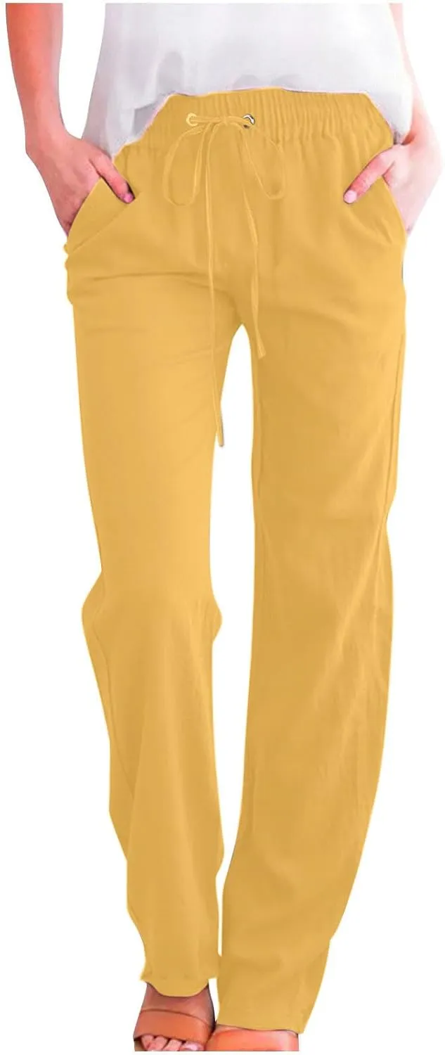 TARIENDY Cozy Dress Pants for Women Womens Straight Leg Casual Pants Loose Comfy Elastic Waist Trousers high Waist Outfits