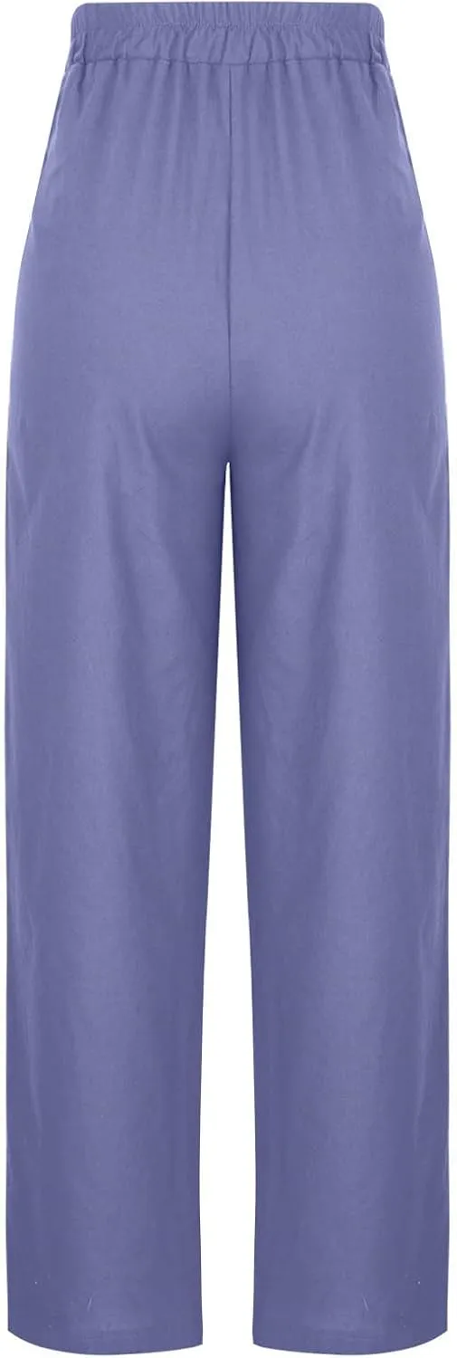 TARIENDY High Waist Wide Leg Pants for Women Women's Elastic Drawstring Trousers high Waist Cozy Outfits Beach Casual Pants