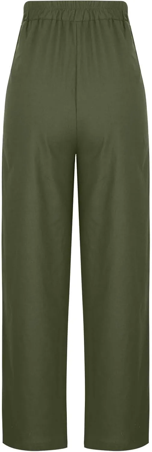 TARIENDY High Waist Wide Leg Pants for Women Women's Elastic Drawstring Trousers high Waist Cozy Outfits Beach Casual Pants