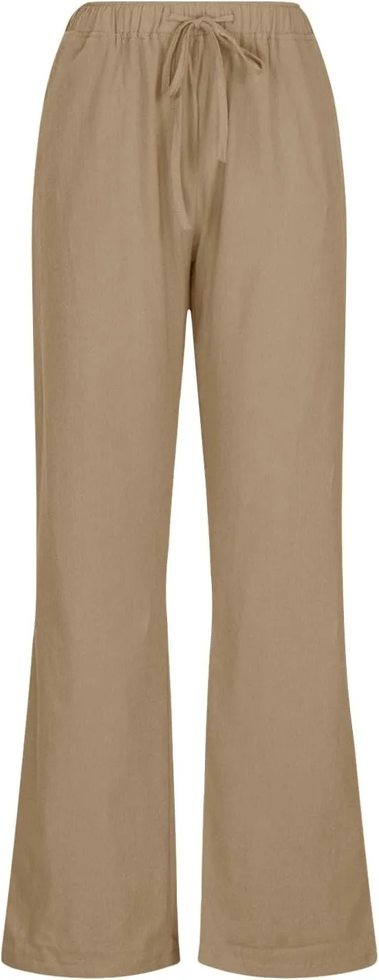 TARIENDY Wide Leg Casual Pants for Women Ladies Elastic Drawstring Cozy Outfits Casual Wide Leg Pants high Waisted Trousers
