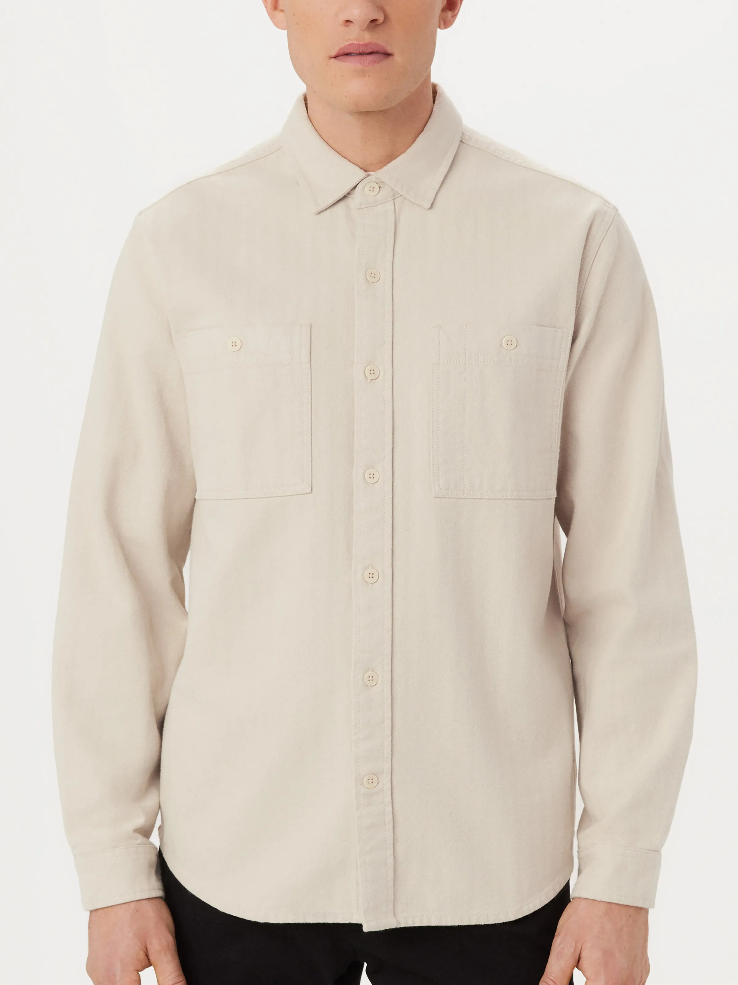 The Herringbone Overshirt in Beige