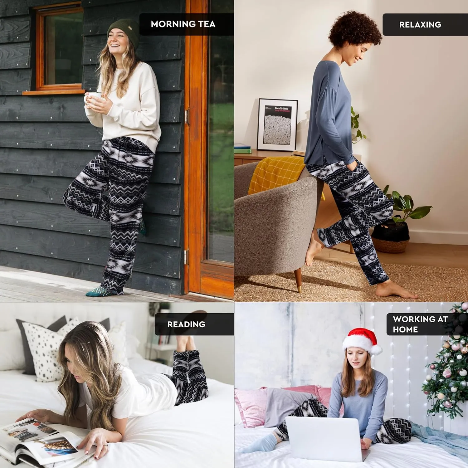 TrailCrest Ultra Soft Womens Lounge Pants, Plush Fleece with Velvety Silk Feel, Aztec/Ikat Fun and Trendy Prints