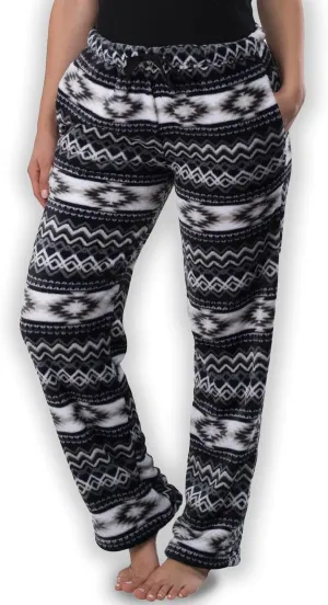 TrailCrest Ultra Soft Womens Lounge Pants, Plush Fleece with Velvety Silk Feel, Aztec/Ikat Fun and Trendy Prints