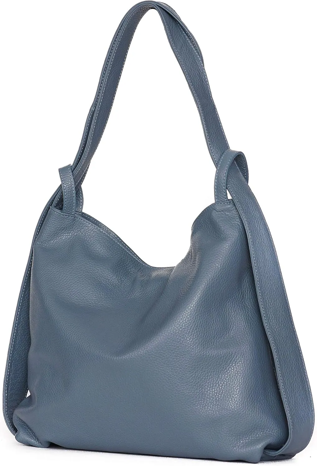 Women Leather Backpack/Purse- Handmade Convertible Hobo Shoulder Bag from Genuine Leather (Blue Jeans)