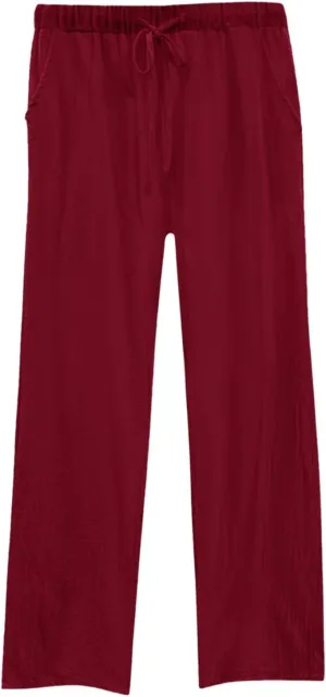 Women's Cotton Linen Trousers Casual Fashionable High-Waisted Drawstring Pants Straight Loose Pant for Joggers Outdoor