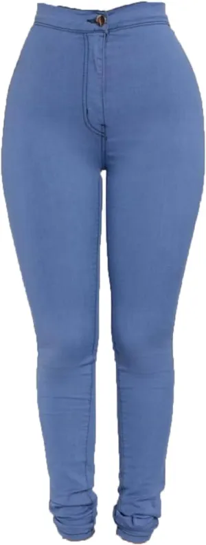Womens Cozy Skinny Business Jeans Casual High Waisted Stretch Slim Denim Solid Color Butt Lift Pencil Pants With Pockets