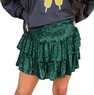 Women's Fashionable Casual Patchwork Sequin Regular High Waisted Regular Patchwork Dress Desk Skirt Cable