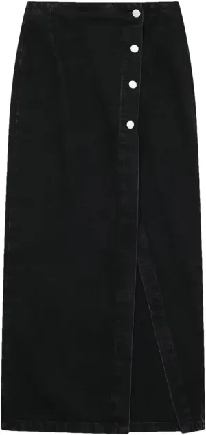 Women's High Waist Jeans Skirt Midi Women's Button Long Skirt