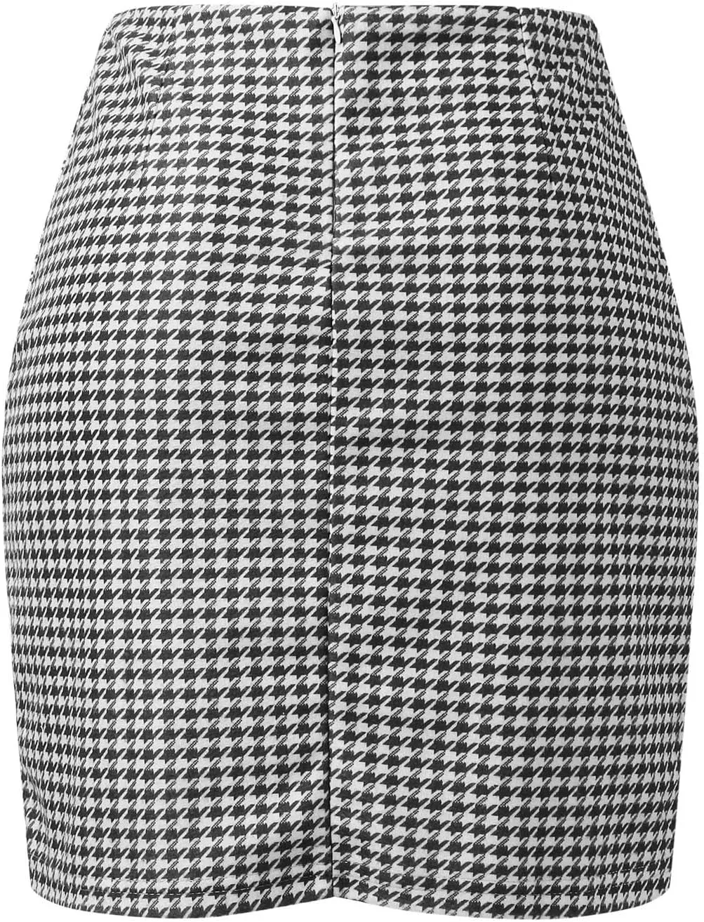 Women's Sexy and Fashionable High Waisted A Line Skirt Houndstooth Print Skirt Skirts with Slit