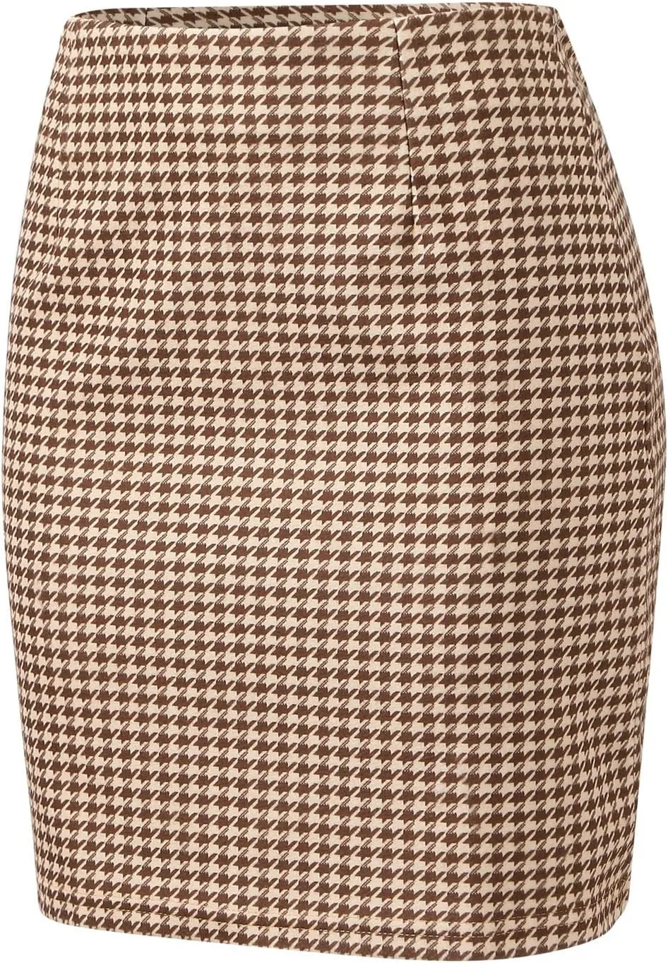 Women's Sexy and Fashionable High Waisted A Line Skirt Houndstooth Print Skirt Skirts with Slit