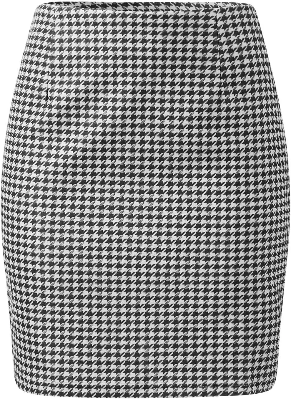 Women's Sexy and Fashionable High Waisted A Line Skirt Houndstooth Print Skirt Skirts with Slit