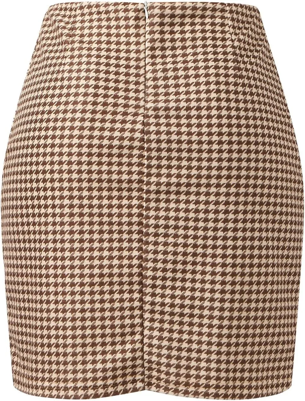 Women's Sexy and Fashionable High Waisted A Line Skirt Houndstooth Print Skirt Skirts with Slit