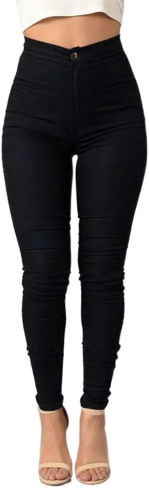Women's Stretchy Skinny Pants High Waist Work Casual Leggings Pants Solid Color Tummy Control Pencil Trouser