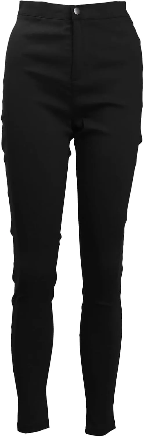 Women's Stretchy Skinny Pants High Waist Work Casual Leggings Pants Solid Color Tummy Control Pencil Trouser