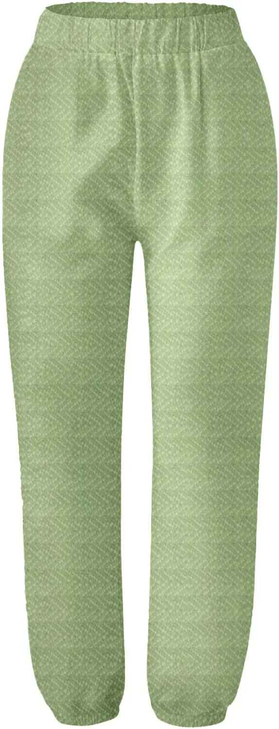 Women's Striped Cotton Linen Wide Leg Pants Summer Casual Comfy Pants Elastic Waist Breathable Fashionable Trousers