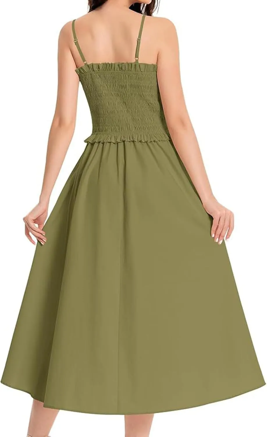 Women's Summer Dress 2025 Casual Fashion Spaghetti Strap Swing Smocked Maxi Sleeveless Beach Sundress