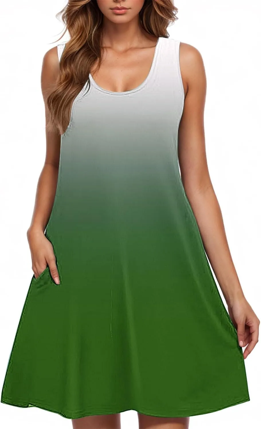 Womens Tiered Printed Dress 2025 Summer Sleeveless Adjustable Strap Beach Mini Dress with Pockets Casual Loose Dress