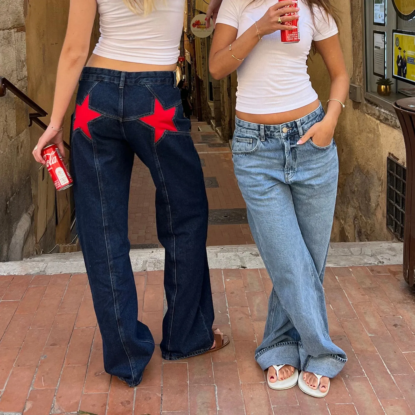 Y2K Star Print Vintage Denim  Loose Fit, Low-Waist Statement Jeans