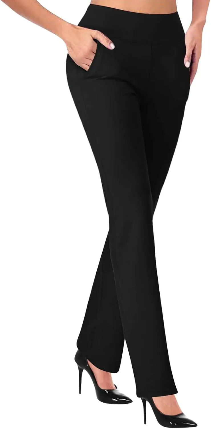 Yoga Pants Women Straight Leg Comfy High Waist Work Slacks Office Casual Stretchy Trousers Lounge Cozy Pull On Pant