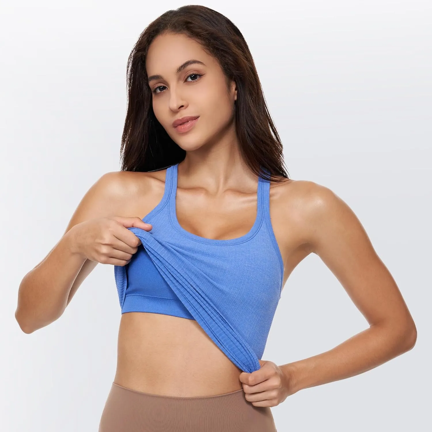 Yoga Racerback Tank Top for Women with Built in Bra,Women's Padded Sports Bra Fitness Workout Running Shirts
